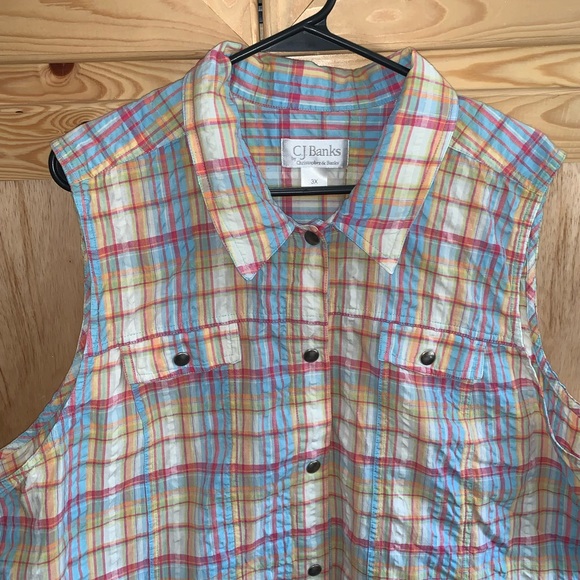 CJ Banks by Christopher & Banks plaid sleeveless blouse shirt size 3X - Picture 2 of 3